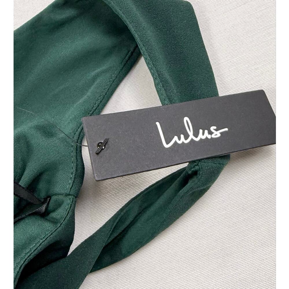 Lulus Moment Maker Square Neck Trumpet Midi Dress Women's Small Green - Picture 8 of 16